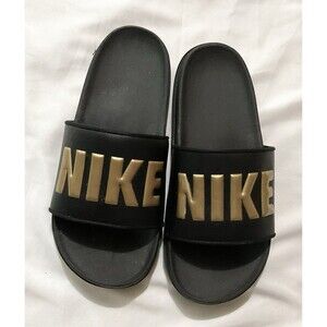 Nike Men’s Offcourt Slides Size 9, Metallic Gold Black